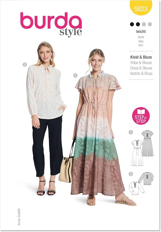 Burda Style X05823BURDA Misses' Maxi Dress and Blouse Sewing Pattern Packet, Design Code B5823, Sizes 10-20 (36-46)