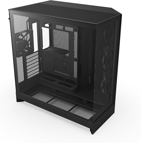 NZXT H9 Flow 2025 Orta Kule ATX PC Kasası, Büyük Çift Odacıklı Tasarım, 3x 140mm + 1x 120mm Fan Dahil, 420mm Radyatör Desteği, Temperli Cam, Back-Connect Hazır, Siyah