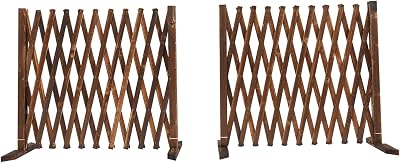 Extendable Instant Fences, 2PCS Retractable Wooden Fence, Solid Wood Freestanding Lattice Panels for Home Yard Garden Indoor Outdoor