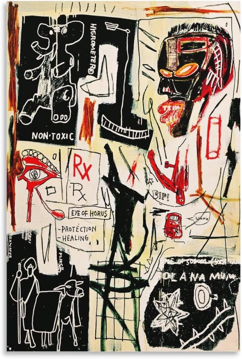 LINYISHU Jean-Michel Basquiat Poster Graffiti Wall Art Poster Street Art Painting Head Canvas Printing Decorative Painting ID92407; Unframe; 08x12inch20x30cm