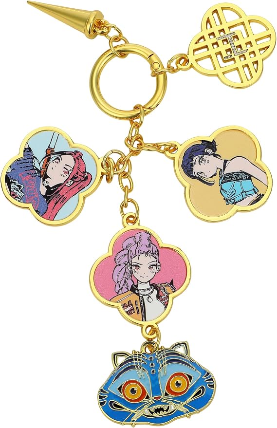 Bioworld KPop Demon Hunters Favorite Characters Zooey, Rumi, Mira & Derpy Tiger Multi Charm Keychain