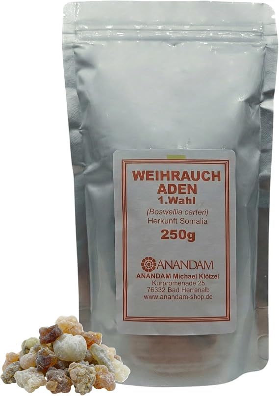 250 g Incense Aden - Boswellia Carteri (1st Choice) - Natural Pure Incense for Meditation Calm & Cleansing