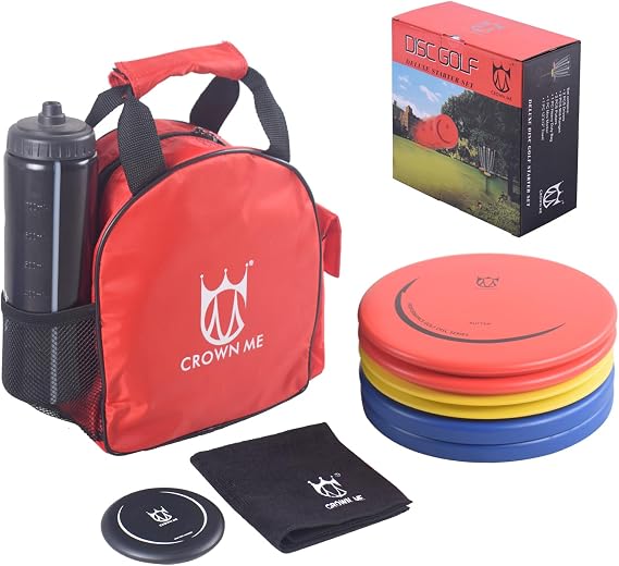 Disc Golf Starter Set, Includes Bag with Water Bottle Pocket and Accessory Pocket, 2 Drivers, 2 Mid-Ranges, 2 Putters, Mini Disc Marker and Towel