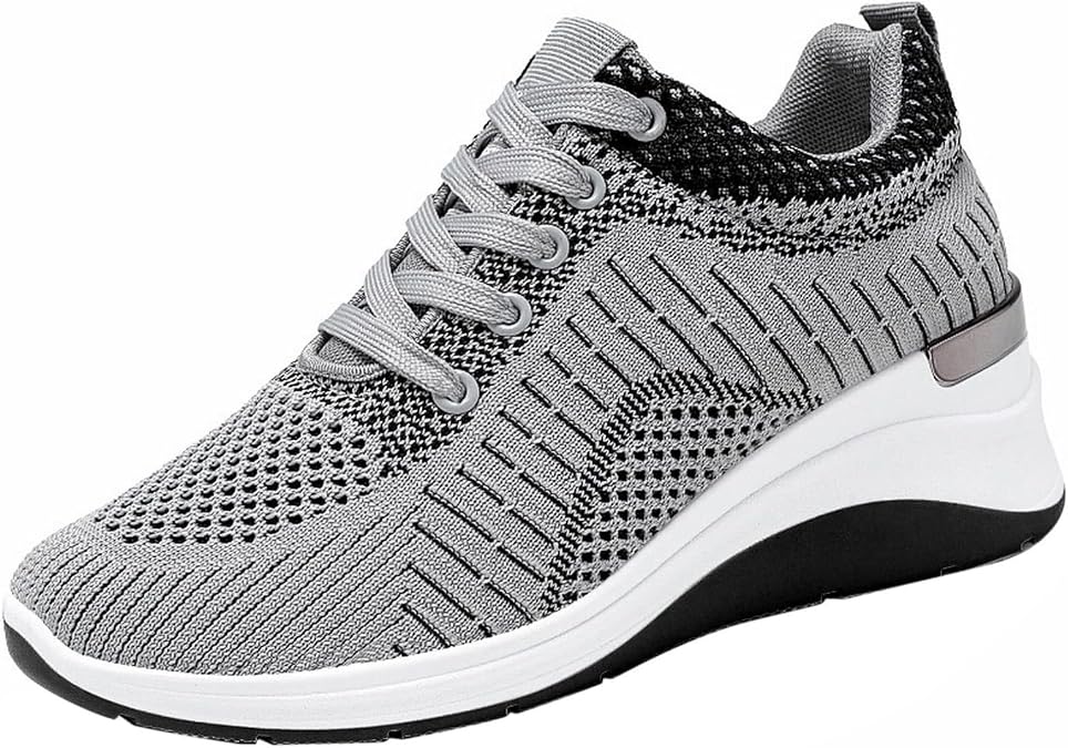 Womens Sneakers Invisible Height Increasing Elevator Shoes Lightweight Non Slip Tennis Walking Sneakers Gym Athletic Sports Running Shoes Comfortable Mesh Breathable Slip On Sneaker
