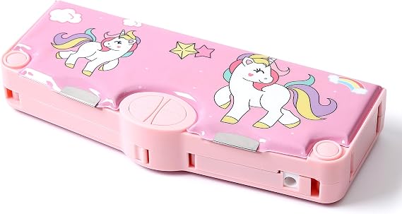Pop Up Multifunction Pencil Case for Stationery Box with Sharpener, Scissors, Tape Dispenser, School Supplies Back to School Gift, Best Birthday Gifts (Pink)
