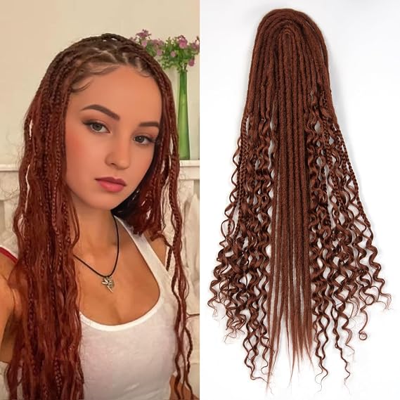 Dreadlock Extensions 24 Inch 15 Strands Synthetic Double Ended Dreadlock Extensions 3 In 1 Mixed Curly Ends Hippie Style Boho Wavy DE Dreads Braid in Dreadlock Extensions for Women