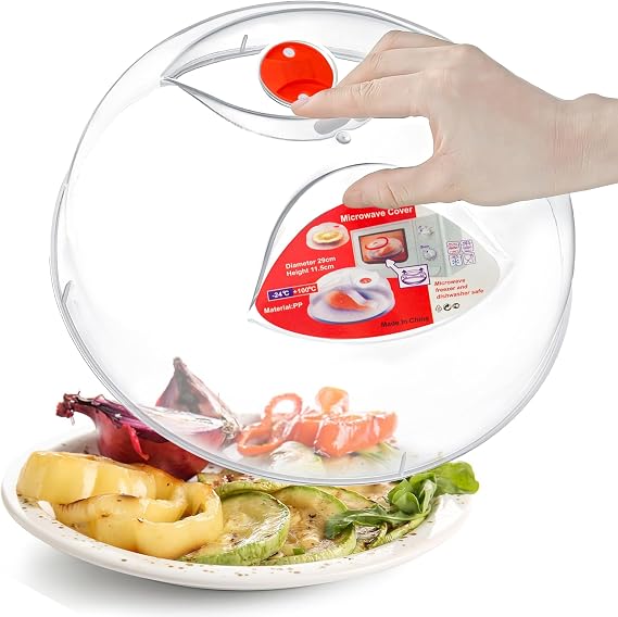 Large Microwave Cover for Food Easy Grip Microwave Splatter Cover Guard Lid with Steam Vent and BPA Free & 11.5 Inch, Dishwasher Safe