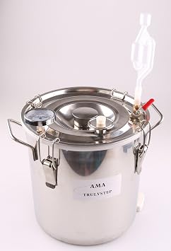 Spare Parts for Moonshine StillHome Distiller: Stainless Fermenter Pot Boiler & Thermometer & Airlock fit 2 Pots Distiller, 2 Gallon 10 Litres