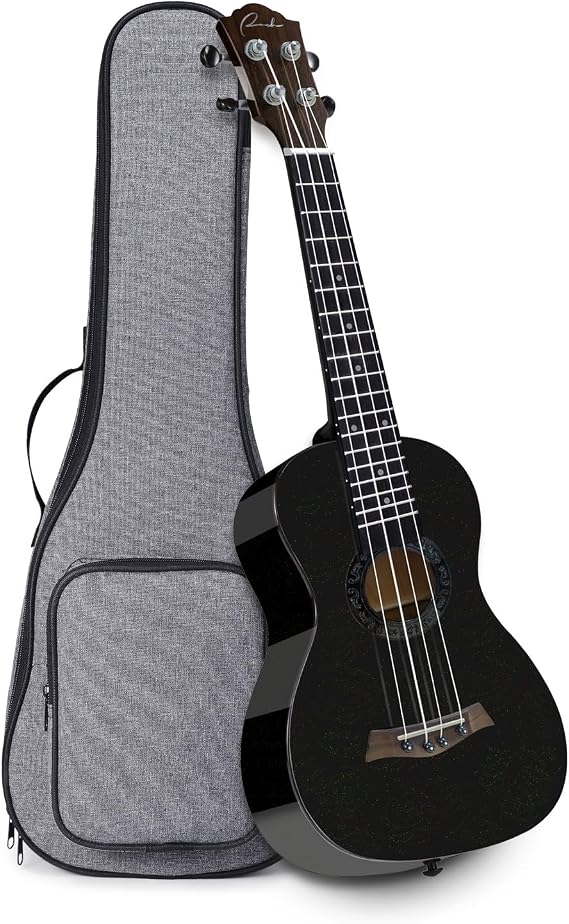 Ranch 21" Soprano Ukulele, Black Glossy Maple, Easy-to-Play for Beginners | Glossy maple body, stable alloy tuning pegs, and premium nylon strings deliver clear, warm, resonant acoustic sound
