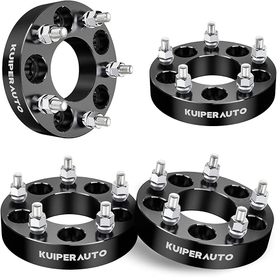 KUIPERAUTO 5x4.5 to 5x5 Wheel Spacers, 1.25 inch 5X114.3mm to 5x127mm Forged Wheel Adapters Compatible for 1987-2006 Jeep Wrangler, 1/2"-20 Studs 71.5mm Center Bore 4PCS Black