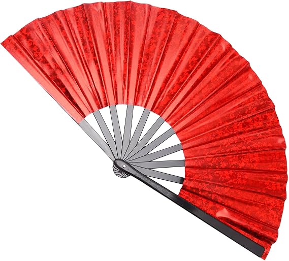 13 Inch Red Laser Party Folding Clacking Popping Hand Fan, Boots on The Ground Dance, Music Festival, Club Party, Wedding Performance, Decoration, Carnival, Disco, Rainbow Outfits
