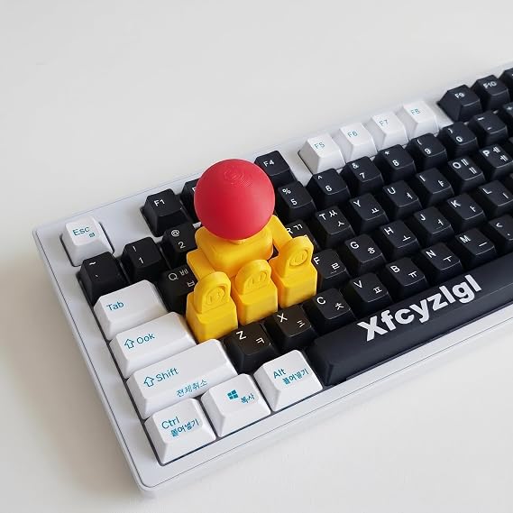 Keyboard Joystick Keycap, DIY 3D Printed Arcade Fighting Stick Adapter for WASD Keys, in-Game Movement Control Mod, Retro Joystick for Keyboard Attachment (Yellow)