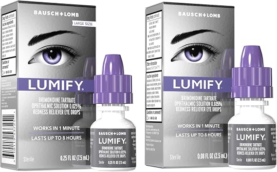 LUMIFY Redness Reliever Eye Drops, for Whiter & Brighter Looking Eyes, 0.08 Fl Oz (Combo Pack (0.25 oz + 0.08 oz))