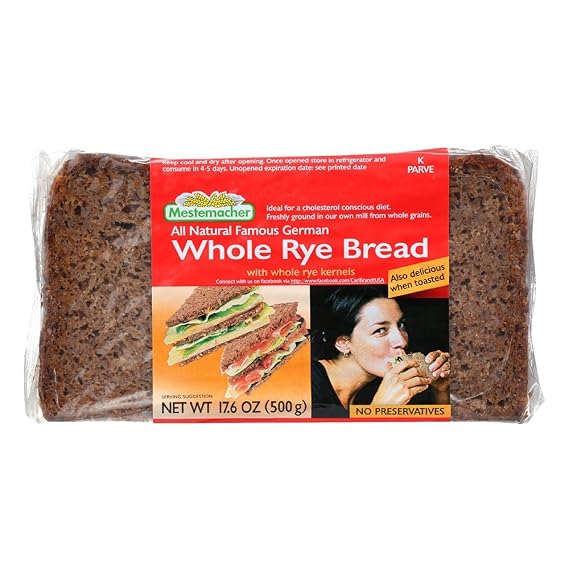 Mestemacher Bread Bread Rye Whole 17.6 Ounce , Pack of 12, 17.6 Ounce