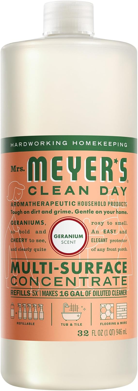 MRS. MEYER'S CLEAN DAY Multi-Surface Cleaner Concentrate, Geranium, 32 oz