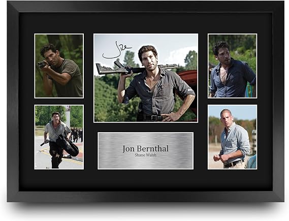 HWC Trading Jon Bernthal The Walking Dead Gifts Printed Signed Autograph Presentation Photo Montage Display for TV Show Fans - 16" x 12" Framed