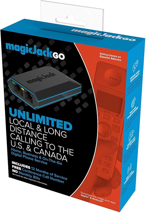 magicJackGO 2017 VOIP Phone Adapter Portable Home and On-The-Go Digital Phone Service. Make Unlimited Local & Long Distance Calls to The U. S. and Canada. NO Monthly Bill. 2017 (1 Pack)