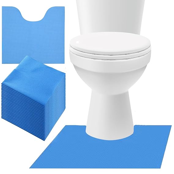 Upgraded 30 Pack Disposable Toilet Mats,Super Absorbent Toilet Floor Protector from Urine,Disposable Toilet Floor Mat for Urine,U Shaped Toilet Mat for Urine,Around Toilet Floor Protector 24" x 22"