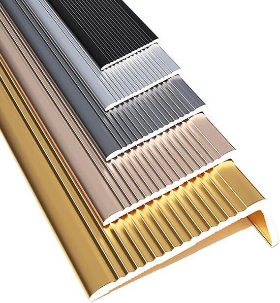 Stair Edge Trim Staircase Step Treads Stair Edge Protector,L-Shaped Non-Slip And Waterproof, Aluminum Stairs Nose Easy To Install Metal Strip,Stair Nosing Trim Non-Slip, For Outdoor Indoor Steps(Color