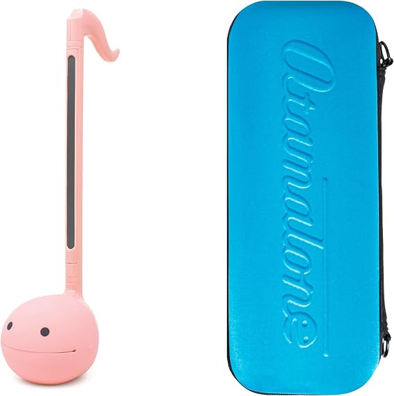 Otamatone Regular [Strawberry] and Matte Case [Blue] Bundle Japanese Electronic Musical Instrument Portable Music Synthesizer from Japan Maywa Denki Award Educational Fun Gift for Children Teen Adult