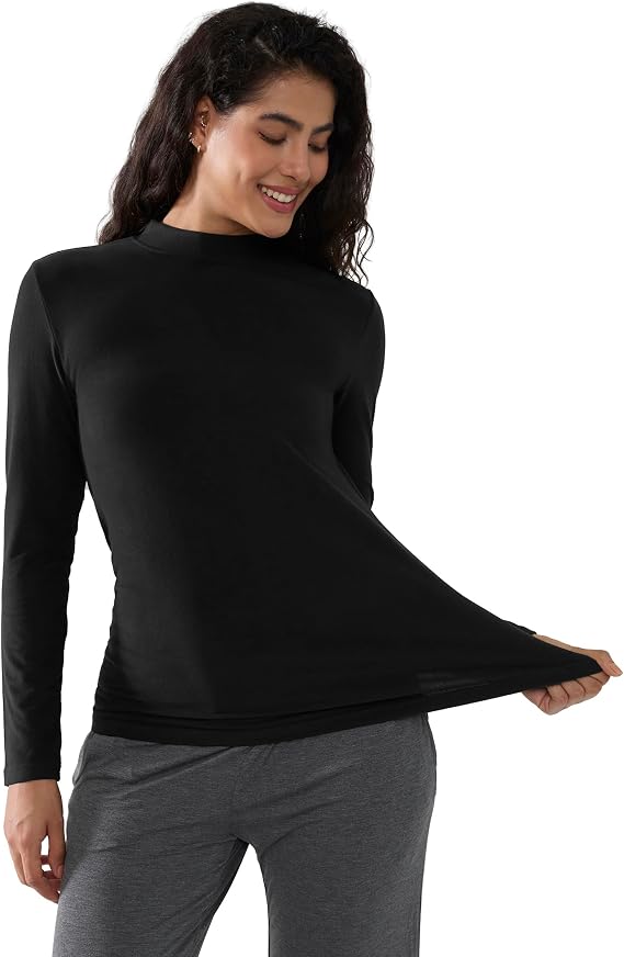 Joyaria Thermal Undershirt Fleece Bamboo Viscose Stretch Base Layer Top