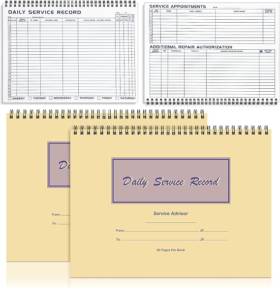 2 Pcs Daily Service Record Books 8.5 x 11 Inches