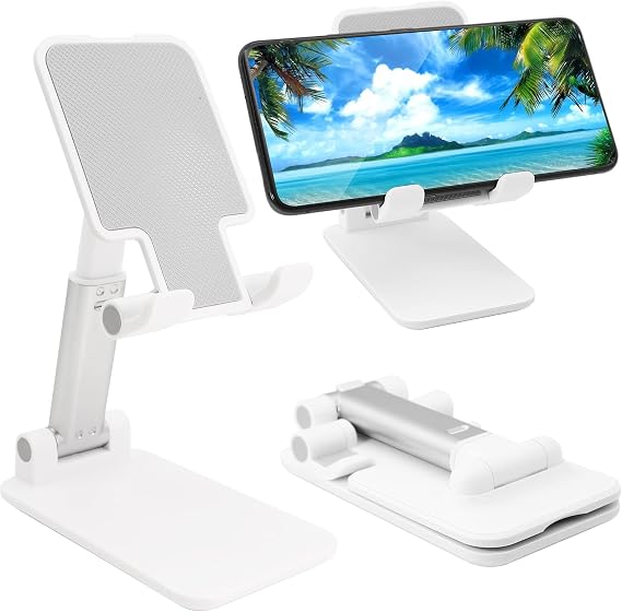 Cep Telefonu Standı, Katlanır Masaüstü Telefon Standı, Açı Yüksekliği Ayarlanabilir Cep Telefonu Tutacağı, Masa, Ofis, Tablet Standı Tüm iPhone, iPad, Samsung, 4-10" Cep Telefonu ve Tablet ile Uyumlu