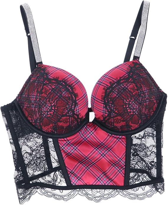 Victoria's Secret Bombshell Add 2 Cups Push Up Longline Bra (34C, Red Plaid)
