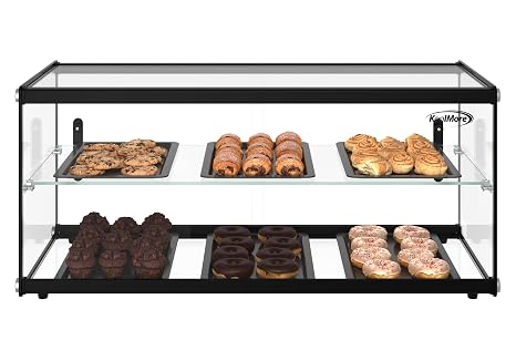 KoolMore 33 in. 2 Tiered Pastry Display Case with Glass Shelf and Sliding Door, 3.2 cu. ft. Capacity, ETL Listed (KM-DC-3CSBK)