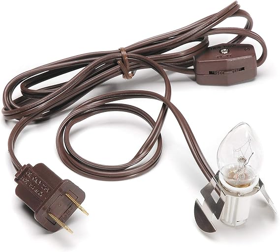 Darice Accessory Cord with One Bulb Light, 6 Cord, Brown Single Bulb Replacement Cord with On/Off Switch, Plugs into Electrical Outlets, Perfect Craft and Holiday Blow Mold Light