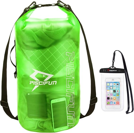 Piscifun Waterproof Dry Bag with Phone Case for Women and Men, Transparent Dry Bag 2L/5L/10L/20L/30L/40L, Lightweight Dry Bag Backpack for Beach, Swimming, Boating, Kayaking, Surfing and Fishing