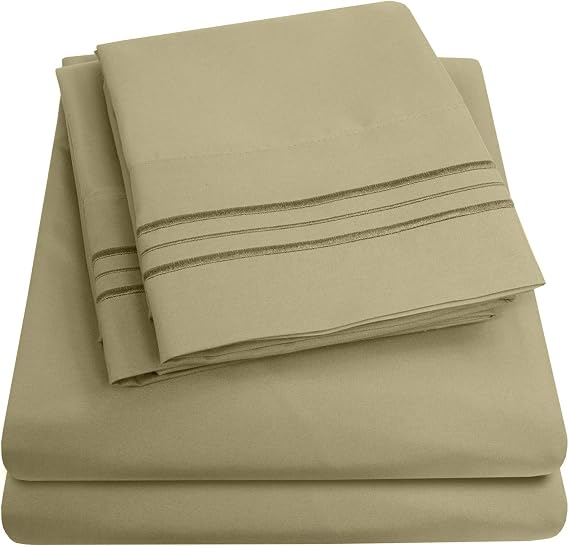 1500 Supreme Collection Extra Soft Split King Sheets Set, Sage - Luxury Bed Sheets Set with Deep Pocket Wrinkle Free Bedding, Over 40 Colors, Split King Size, Sage