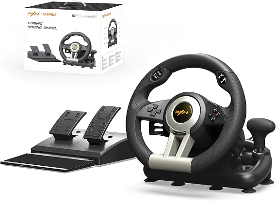 PXN V3 Pro direksiyon, 180 derece, evrensel, USB, pedallı direksiyon, PS3, PS4, Xbox One, Switch için, siyah
