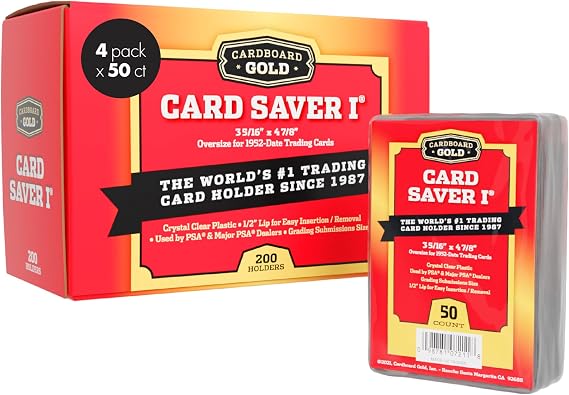 Cardboard Gold Card Saver 1-200 Count - Semi Rigid Card Holder, Trading Card Protectors - PSA-Approved Cardsaver for Baseball, Trading, Sports Cards - Card Sleeves, Binder, Storage Box Compatible