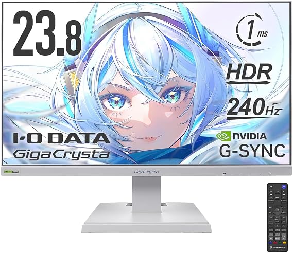 IODATA EX-GD242UDW Gaming Monitor, 23.8 inches, GigaCrysta, 240 Hz, ADS Panel, 1 ms, Healer White, Dead Pixel Guarantee HDMI x 2, DisplayPort, VESA Compatible, Saturday and Sunday Support, Japan