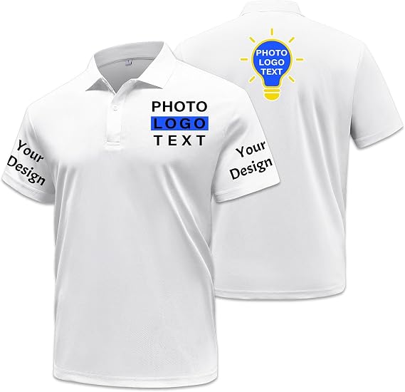 Custom Polo Shirts for Men Design Your Own Text/Logo/Photo Personalized Polo Golf Business Shirts Embroidered Print