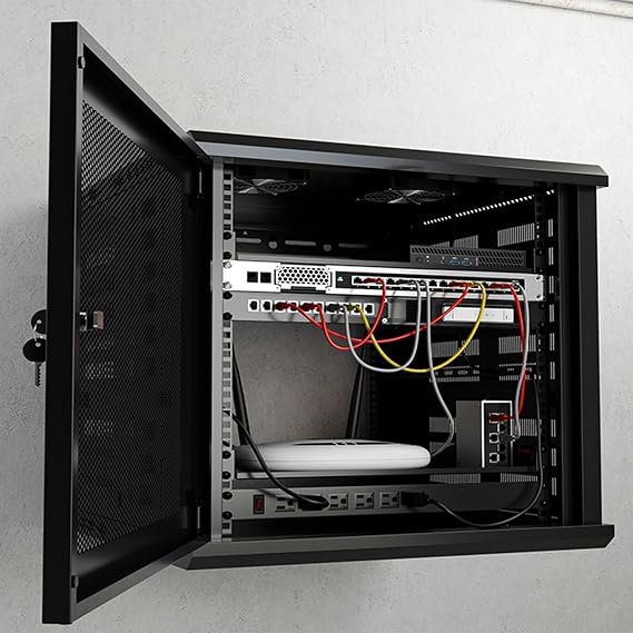 12u 24" Deep Wall Mount It Network Server Rack Data Cabinet Enclosure, Computer Cabinet with Doors for Studio Office Classroom Recording Room, Easy to Assemble(6U)