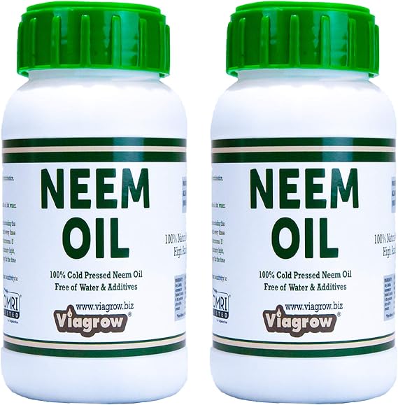 Viagrow 100% Cold Pressed Neem Seed Oil for Plants (16oz/Makes 24 Gallons), OMRI Listed (8oz Bottles, 2-Pack)
