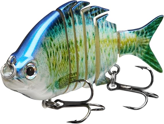 Bassdash SwimPanfish 0.34oz Hard Swimbaits Multi Jointed Topwater Trout Bass Fishing Crank Lure for Freshwater and Saltwater