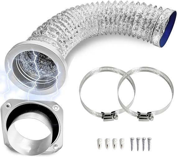 Magnetic Dryer Vent Coupling Connector Kit, DV180 Airtight Seal Dryer Vent Coupling, Easy-Clean Magnetic Dryer Hose Connector with 3ft Dryer Vent Hose & 2 Clamps