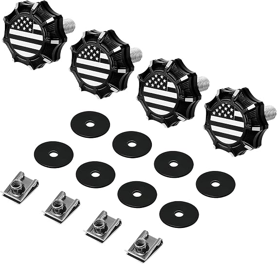 Saddlebag Locks Saddle Bags Theft Deterrent Mounting Hardware for Harley Touring Road King Street Glide Electra Glide Road Glide | Heavy-Duty, Easy-to-Install Security Screws | American Flag-Black