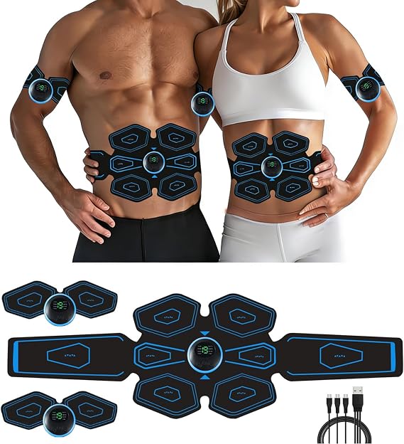EMS Muscle Trainer, ABS Trainer Muscle Stimulator, 8 Modes & 18 Intensities for Abdominal/Arm/Leg/Hip Training, EMS Muscle Stimulator, Electric Abdominal Muscle Toner