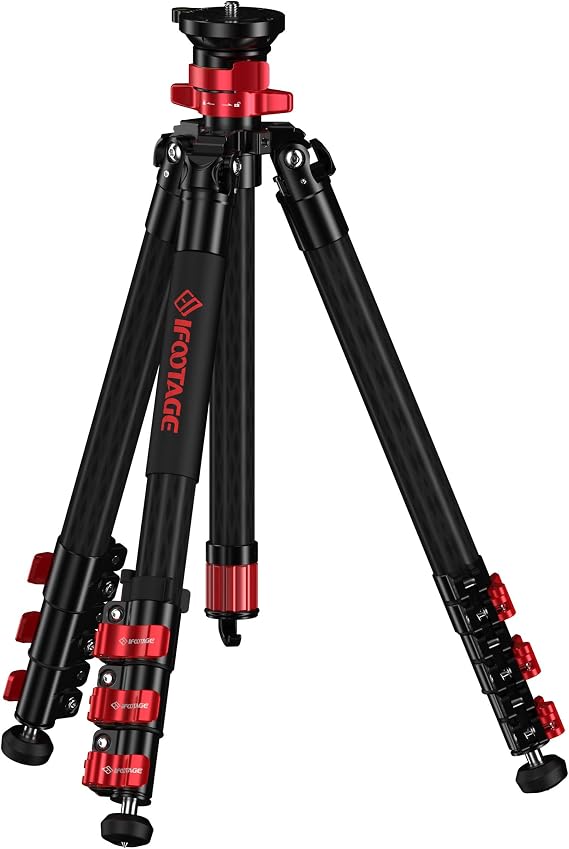 IFOOTAGE TC5S Carbon Camera Tripod, Professional 4-Section Center Pole Video Tripod, 360 Rotation Ball Head 59