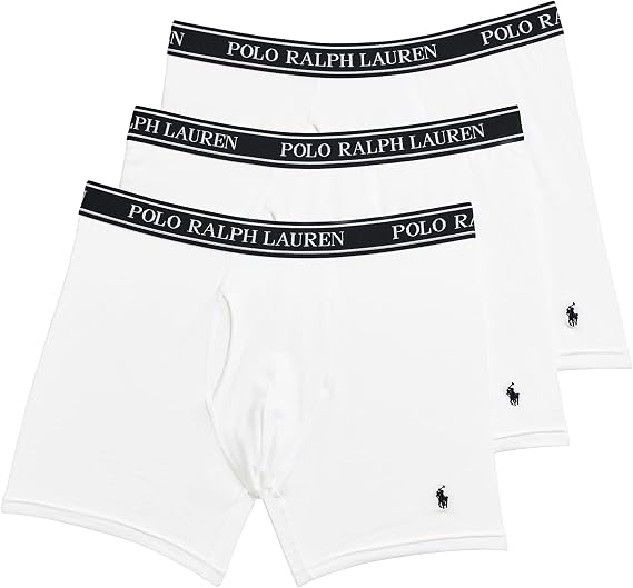 POLO RALPH LAUREN Underwear Boxer Brief, 3-Pack, Stretch Classic Fit, Moisture Wicking Pouch, Regular, Trunk & Long Leg