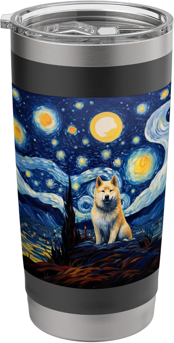Akita Inu Starry Night Stainless Steel Insulated Tumbler