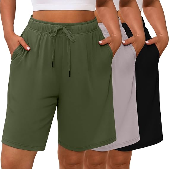 Evervibe 3 Pack Women's Plus Size Bermuda Shorts