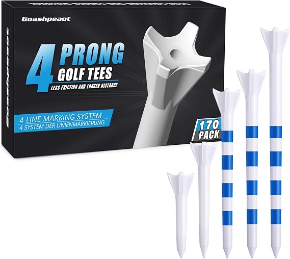 Golf Tees, Mixed Size Plastic Golf Tees with 4-Prong Top, Engineered to Reduce Friction for Longer Drives, Multiple Pack Sizes and Color Options