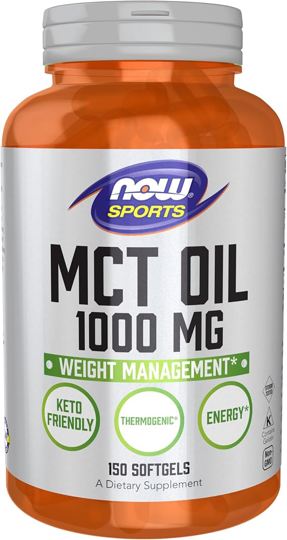 NOW Foods Sports Nutrition, MCT Medium-chain triglycerides Oil 1,000 mg, Weight Management, 150 Softgels