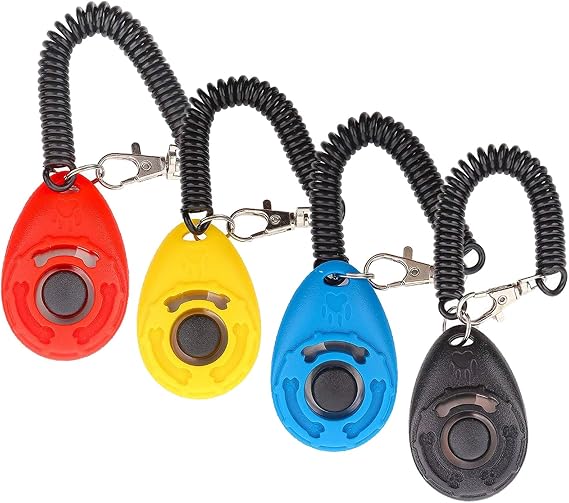Diyife Dog Clicker, 4 Pcs Multi-Color Dog Training Clicker with Wrist Strap