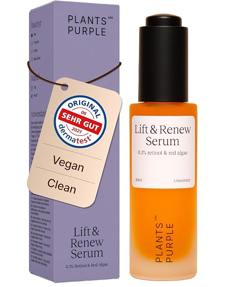 Hauterneuerndes Serum mit Retinol - hochwirksame Formel gegen Alterserscheinungen Akne und Unreinheiten mit roter Alge und Grüntee I Ideale Ergänzung zur Pflegeroutine I Vegan & cruelty-free